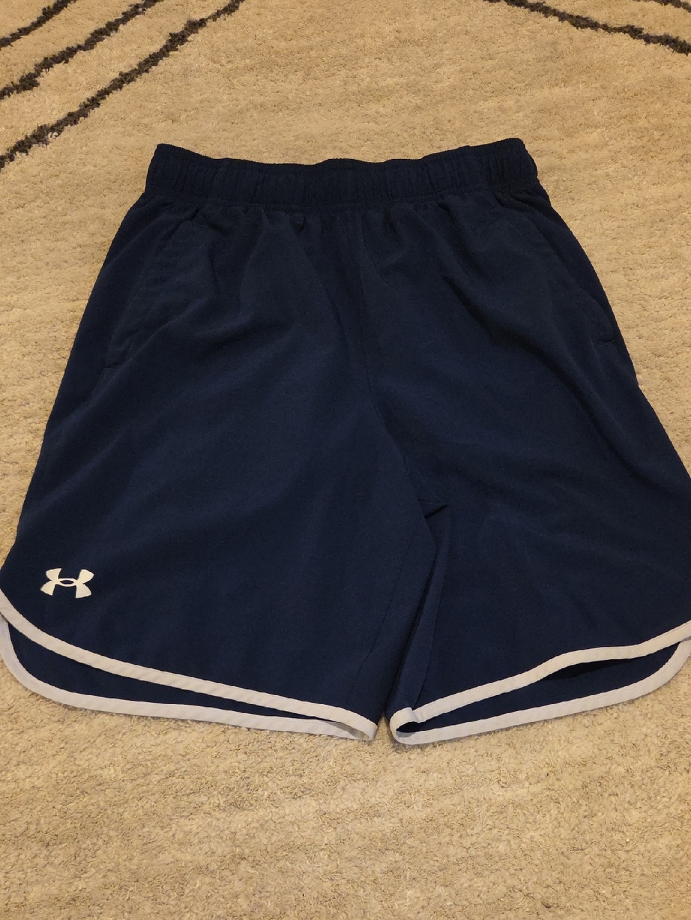 Under Armour Navy Athletic Shorts with White Accents